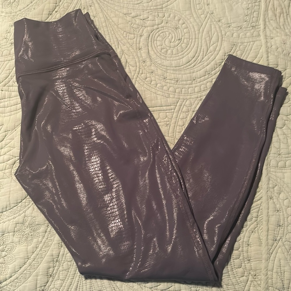 Gray Python Shine Leggings by Bombshell Sportswear, XL